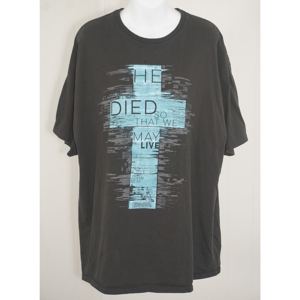 Kerusso 2XL Black Religious Graphic T-Shirt John 10:10 Cross
